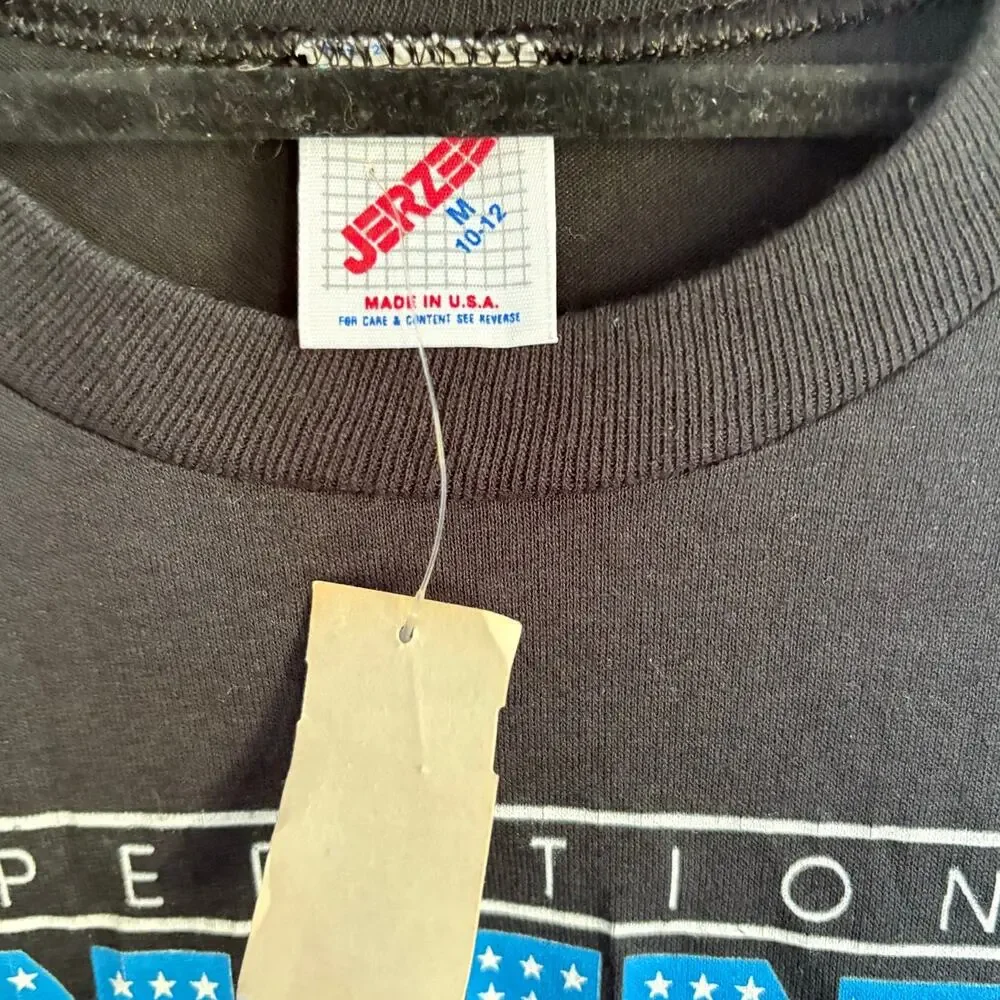 Vintage NWT Kids Black Americana Patriotic USA Made Shirt Single Stitch 10us